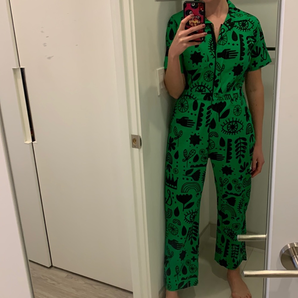 Green cotton jumpsuit